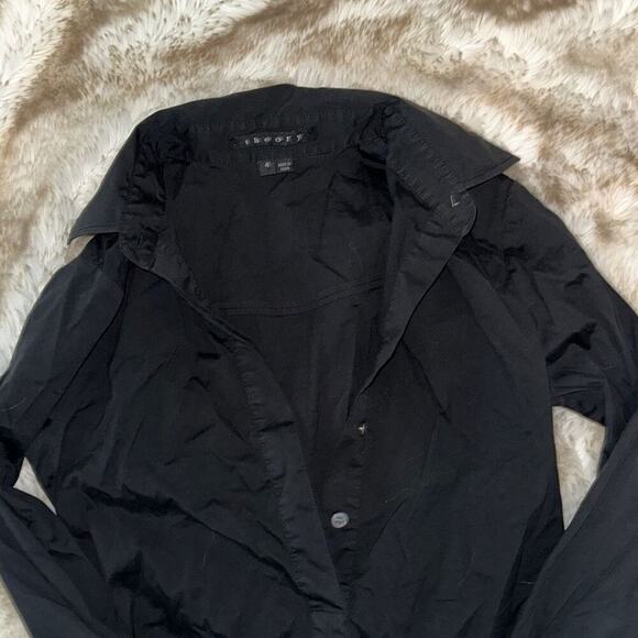 Theory black collared mini dress | Sz 4 - Picture 4 of 5